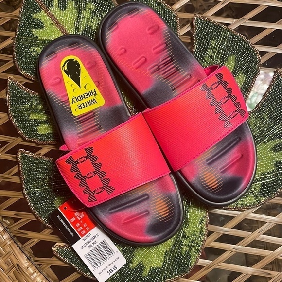 Brand New Under Armour Water Friendly Mercenary Slides Large Strap Pink Sandals - Picture 2 of 10
